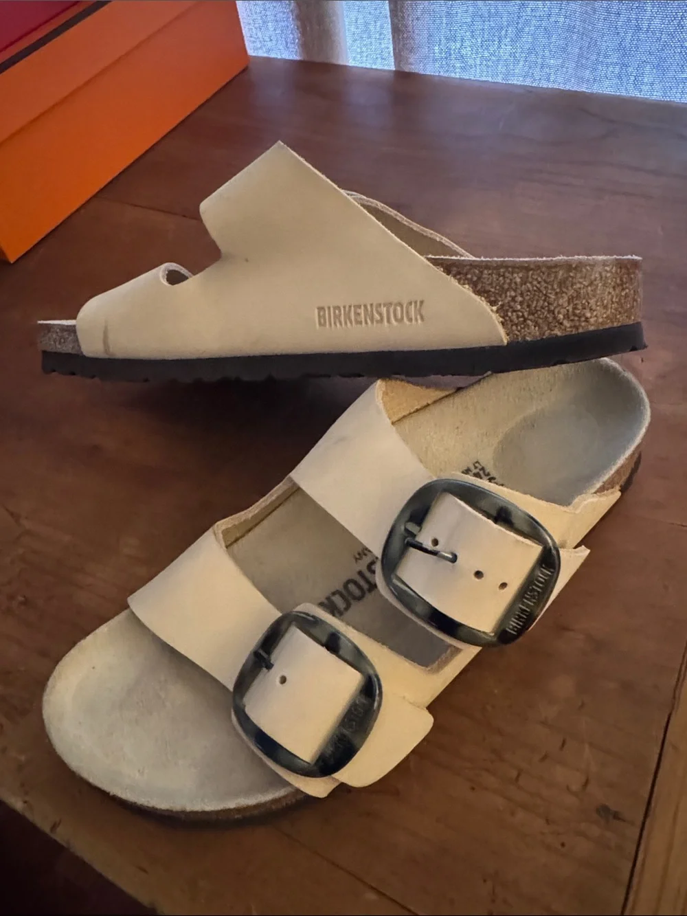 Birkenstock Kids Cream Double Buckle Slide Sandals